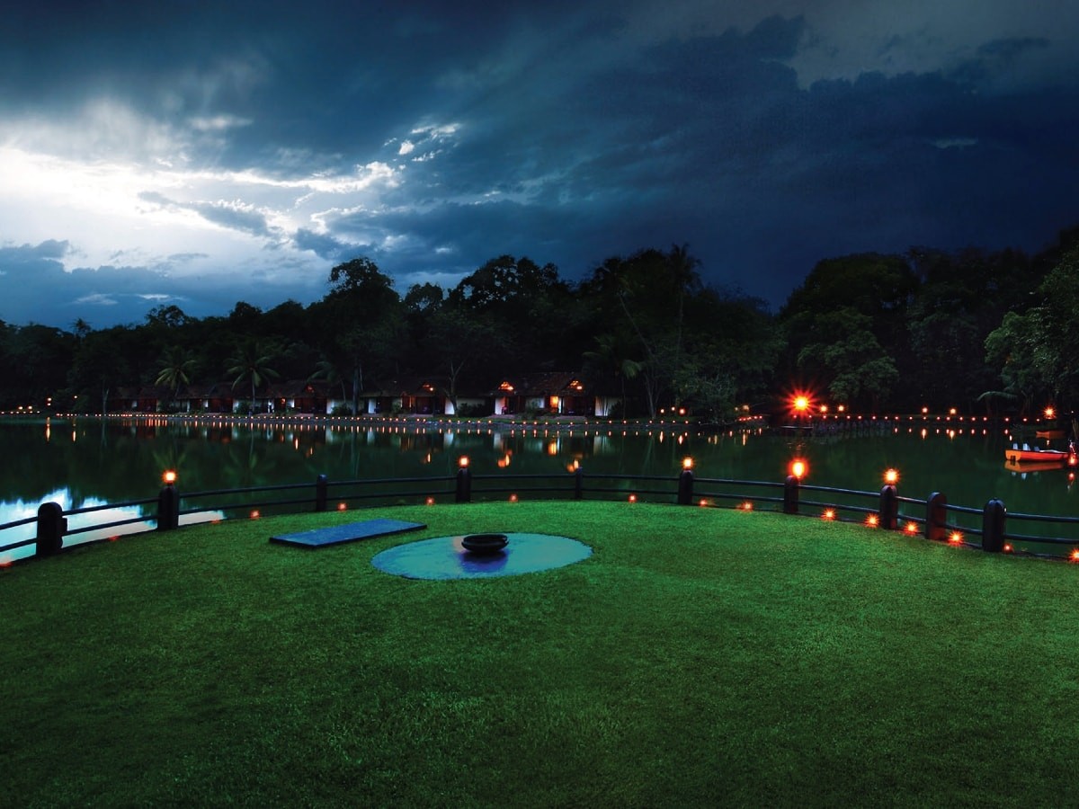 Lamp Lighting at Night at Taj Kumarakom Resort & Spa, Kerala