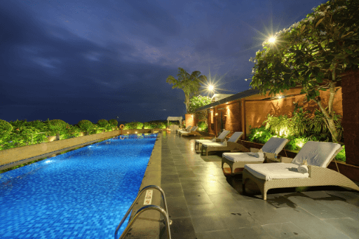 Late Evening View of Rooftop Swimming Pool in Panaji at Vivanta Goa, Panaji Late Evening View of Rooftop Swimming Pool in Panaji at Vivanta Goa, Panaji
