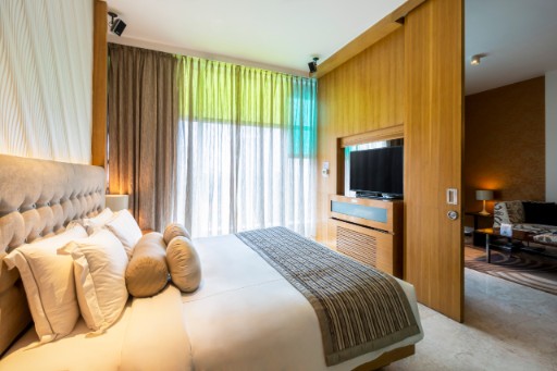 Deluxe Suite Bedroom at Vivanta Bengaluru, Whitefield